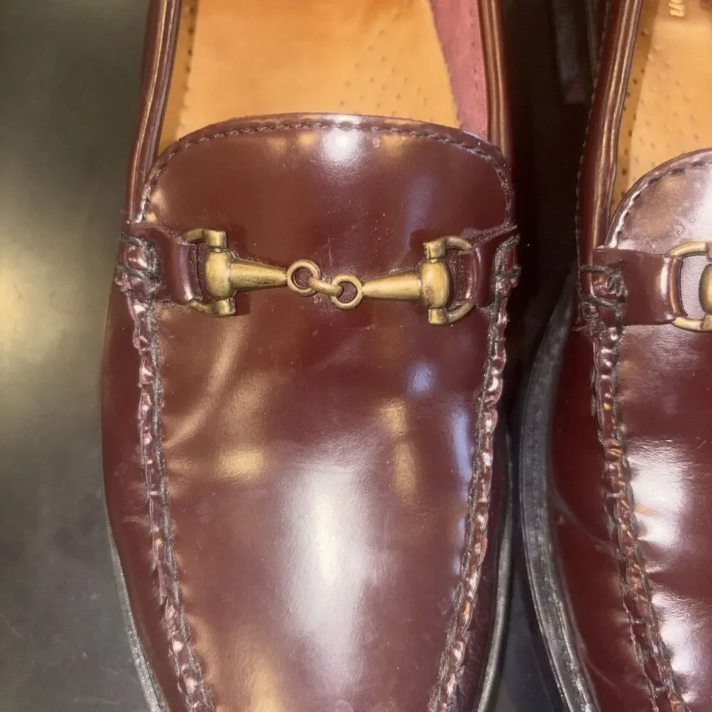 Vtg G.H. Bass Weejuns M Sz 8.5M Burgundy Leather Loafers w/Gold Bit Lim. Edition